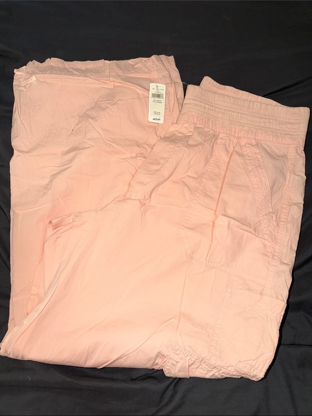 Aerie Blush Pink Elastic Waist Cargo Pants size Large NWT